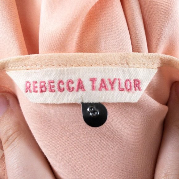 Rebecca Taylor Pink Top M Silk Sheer Illusion Ballerina Blouse AS-IS - Picture 6 of 8